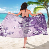 Hawaii Tapa Pattern With Violet Hibiscus Sarong