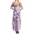 Hawaii Tapa Pattern With Violet Hibiscus Summer Maxi Dress