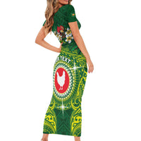 Personalized American Samoa Manua Cession Day Short Sleeve Bodycon Dress Up Up The Moa