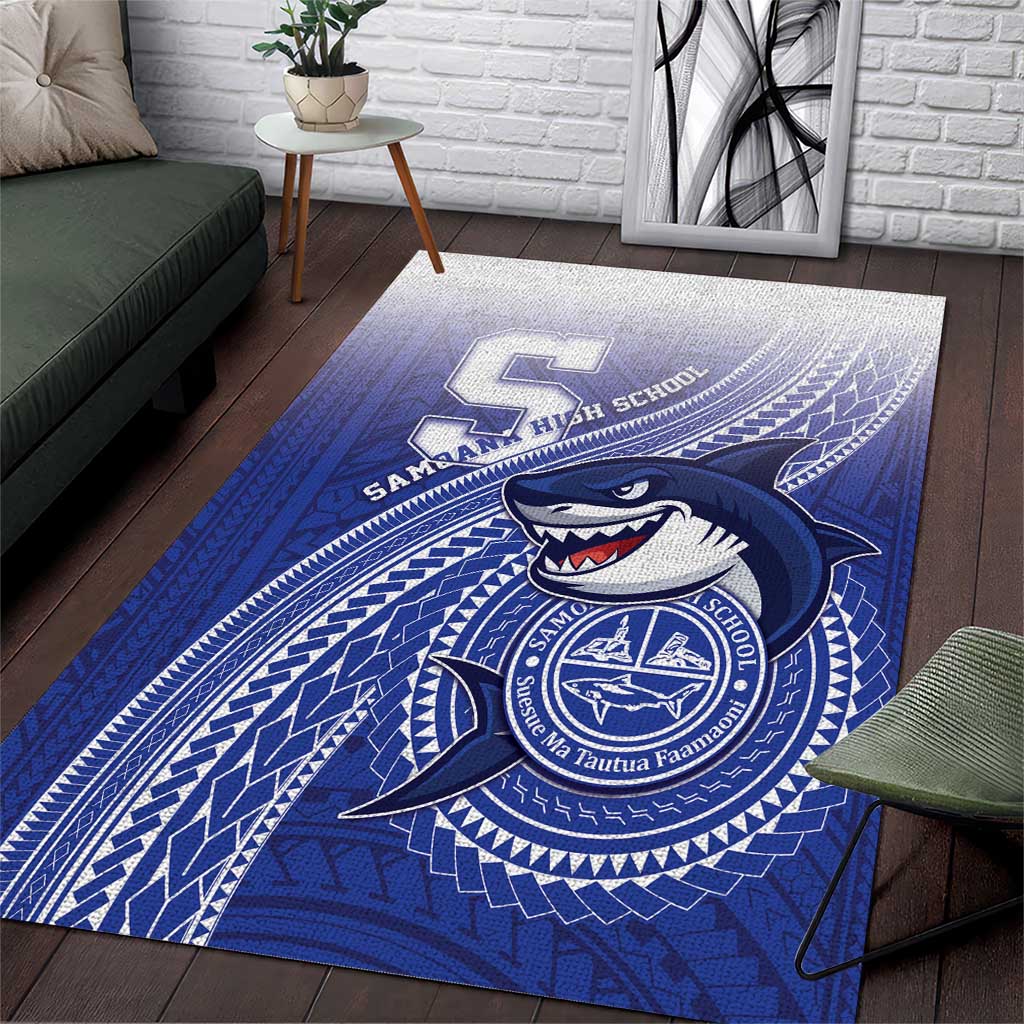 Samoana High School Area Rug Polynesian Tribal Shark