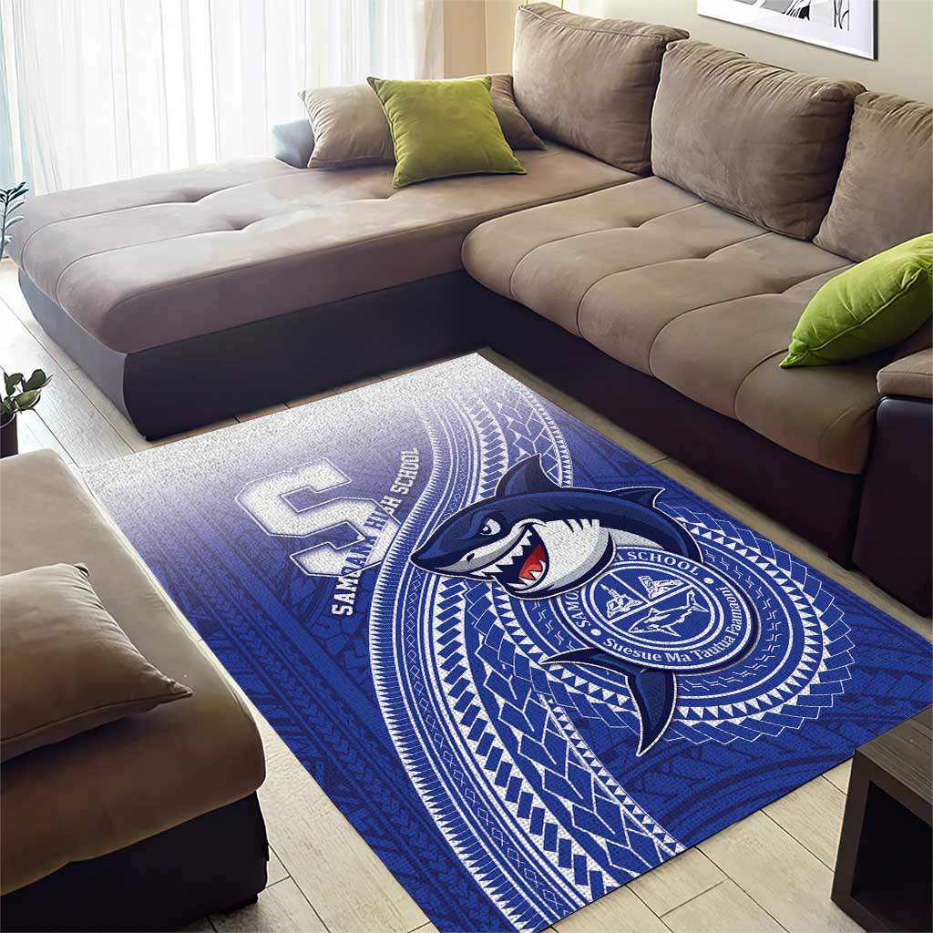 Samoana High School Area Rug Polynesian Tribal Shark