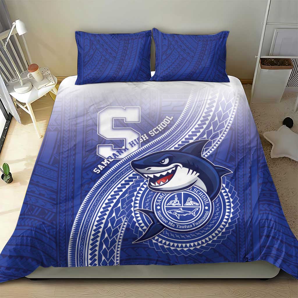 Samoana High School Bedding Set Polynesian Tribal Shark