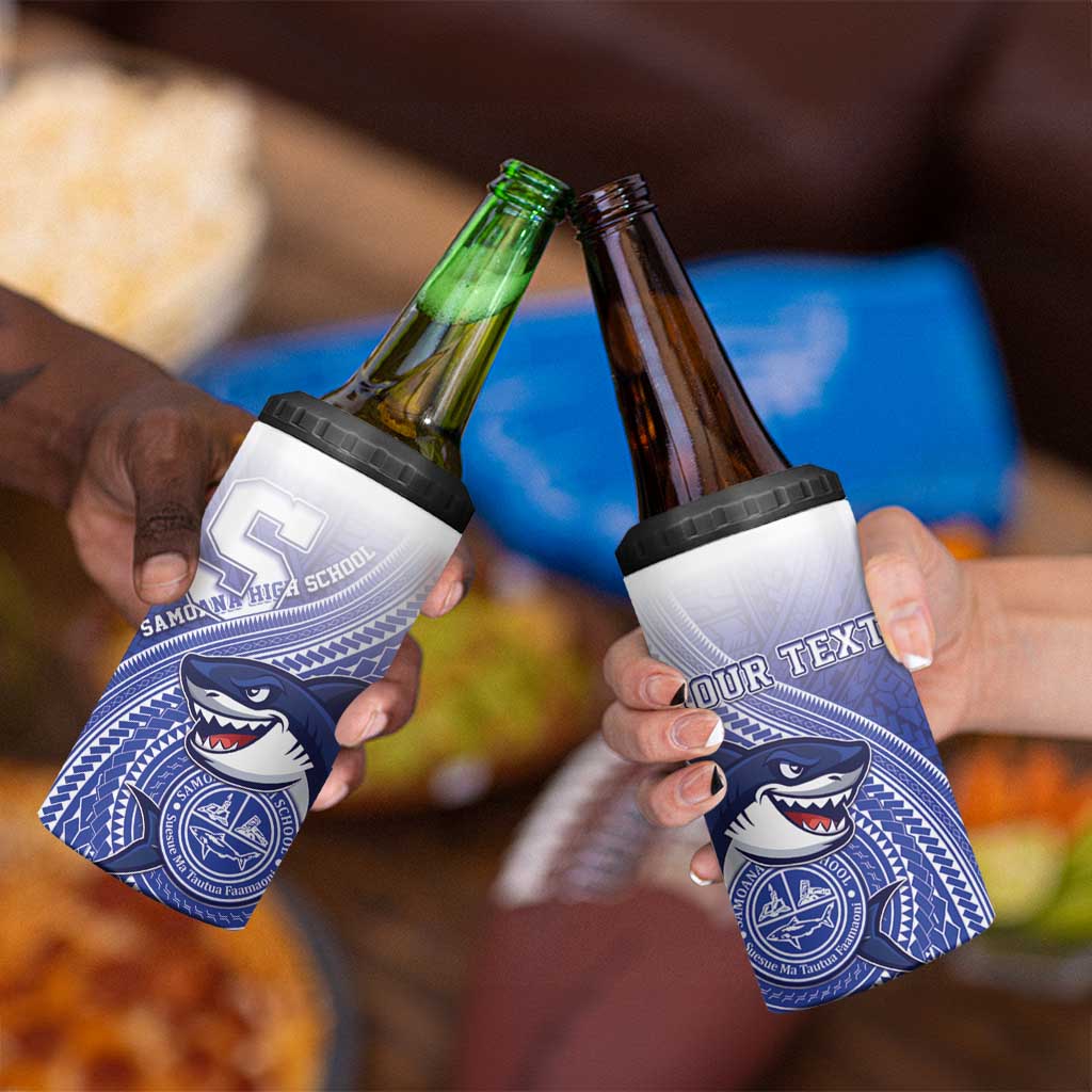 Personalized Samoana High School 4 in 1 Can Cooler Tumbler Polynesian Tribal Shark