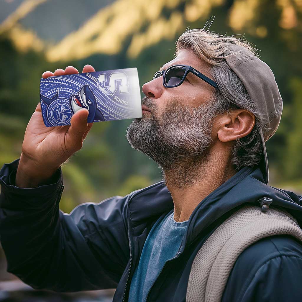 Personalized Samoana High School 4 in 1 Can Cooler Tumbler Polynesian Tribal Shark