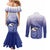 Personalized Samoana High School Couples Matching Mermaid Dress and Long Sleeve Button Shirt Polynesian Tribal Shark