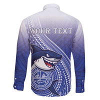 Personalized Samoana High School Family Matching Off The Shoulder Long Sleeve Dress and Hawaiian Shirt Polynesian Tribal Shark