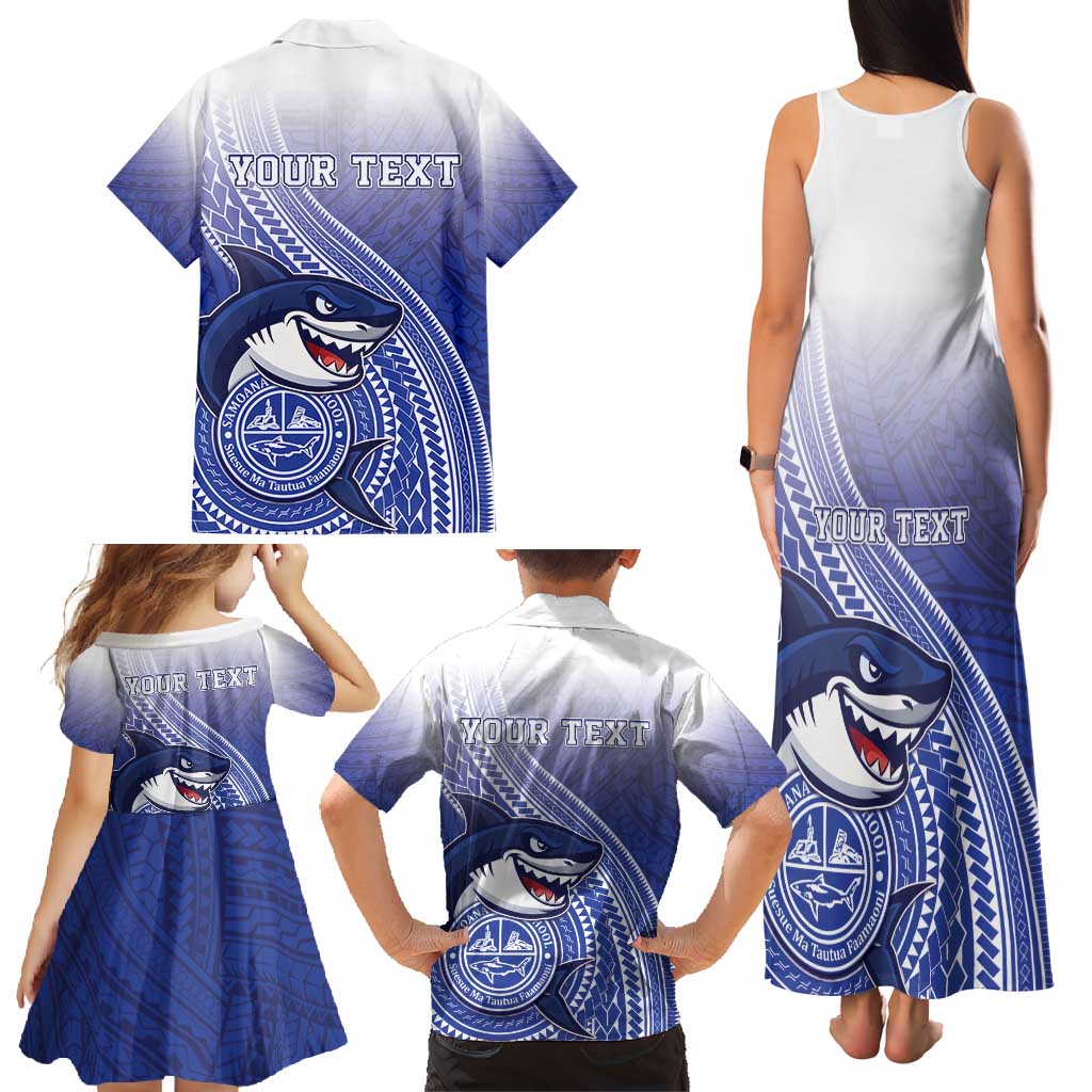 Personalized Samoana High School Family Matching Tank Maxi Dress and Hawaiian Shirt Polynesian Tribal Shark