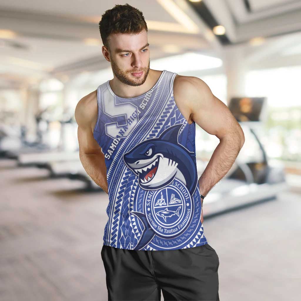 Personalized Samoana High School Men Tank Top Polynesian Tribal Shark