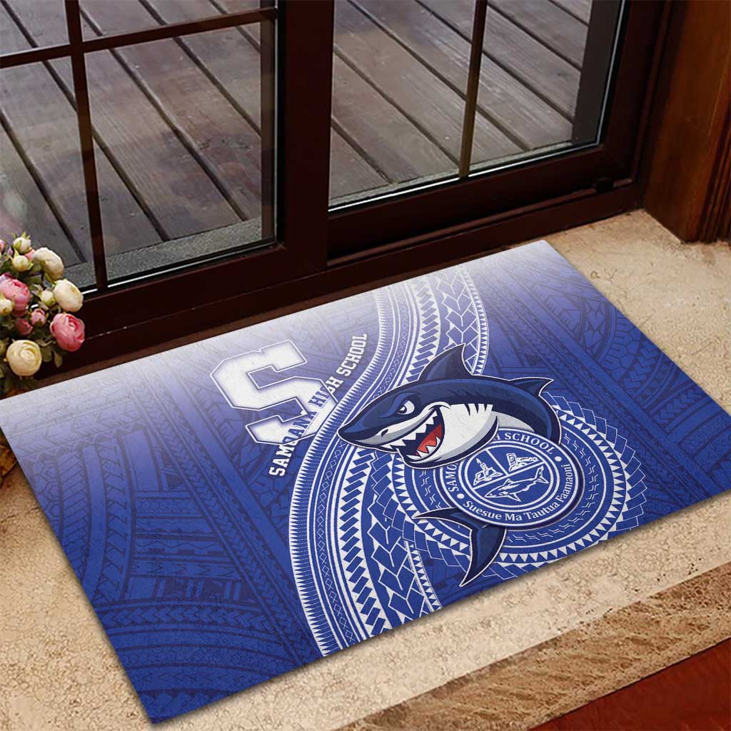 Samoana High School Rubber Doormat Polynesian Tribal Shark