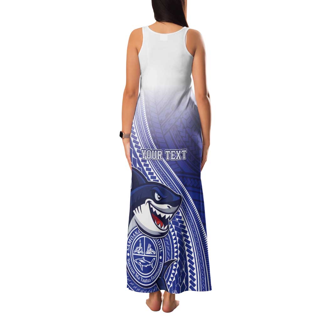 Personalized Samoana High School Tank Maxi Dress Polynesian Tribal Shark