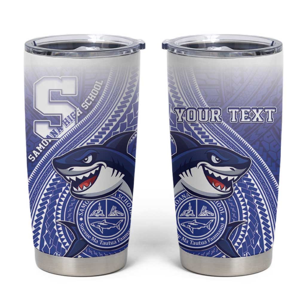 Personalized Samoana High School Tumbler Cup Polynesian Tribal Shark