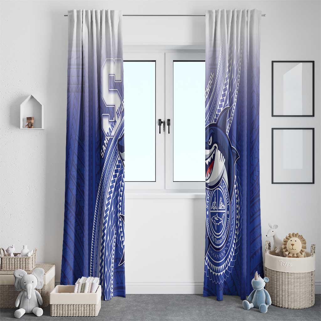 Samoana High School Window Curtain Polynesian Tribal Shark