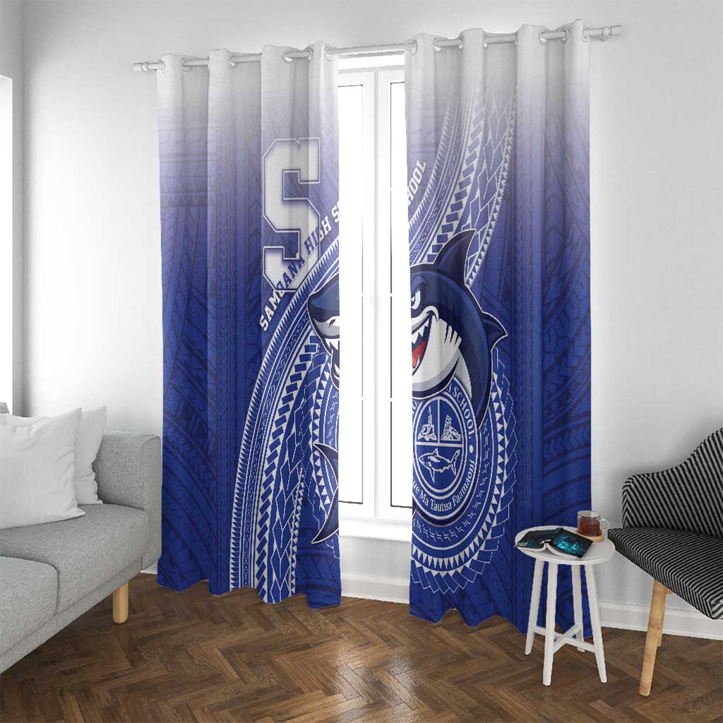 Samoana High School Window Curtain Polynesian Tribal Shark