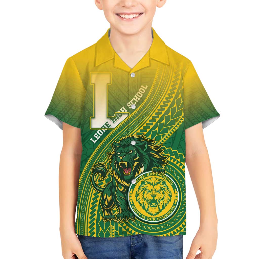 Personalized Leone High School Family Matching Puletasi and Hawaiian Shirt Leone Lion