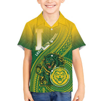 Personalized Leone High School Family Matching Short Sleeve Bodycon Dress and Hawaiian Shirt Leone Lion