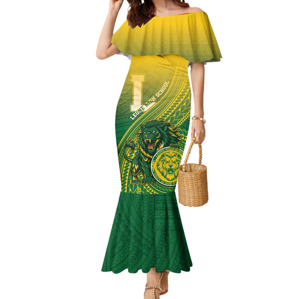 Personalized Leone High School Mermaid Dress Leone Lion LT05 Women Green - Polynesian Pride