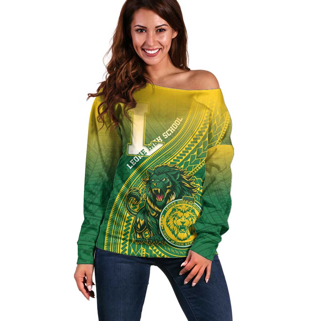 Personalized Leone High School Off Shoulder Sweater Leone Lion