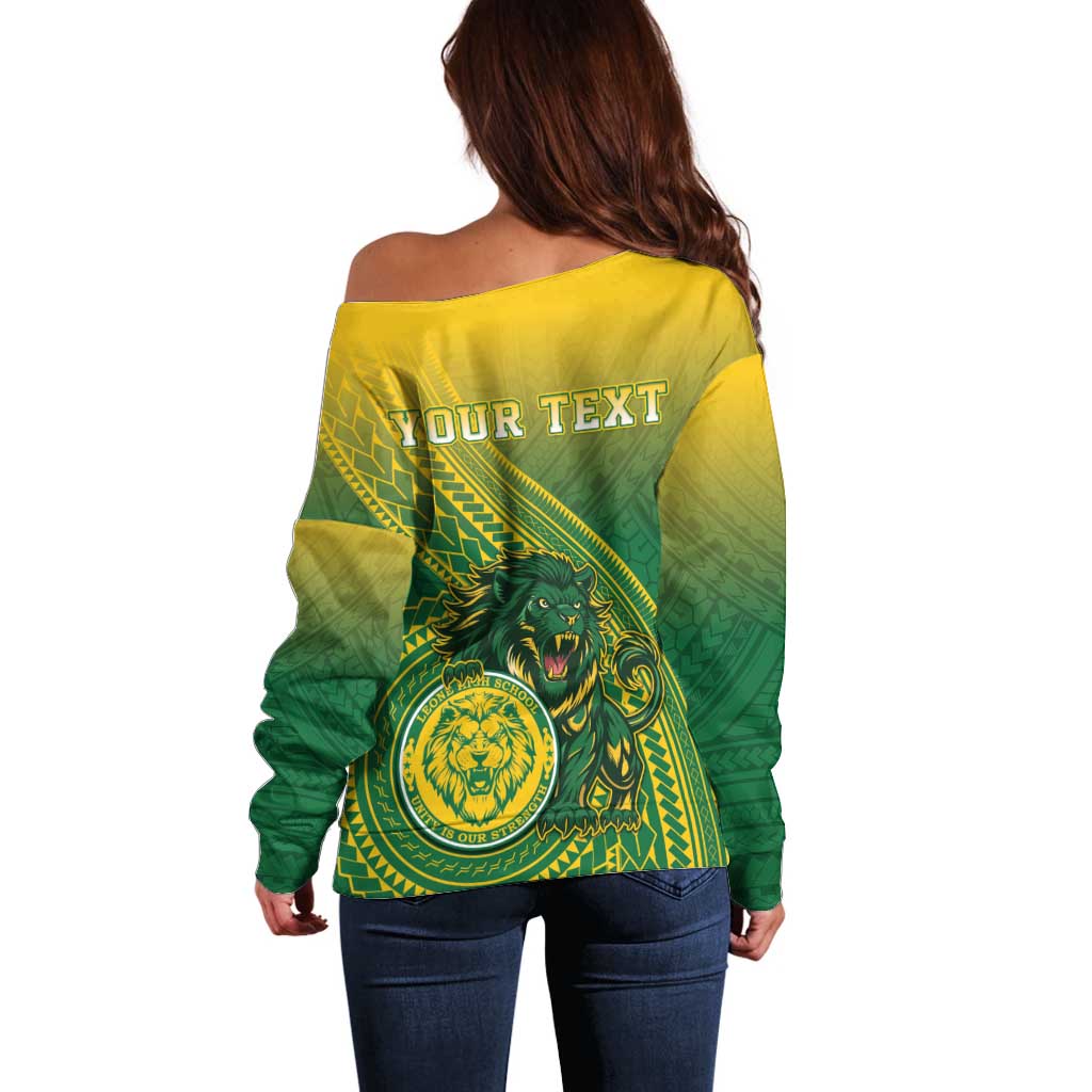 Personalized Leone High School Off Shoulder Sweater Leone Lion