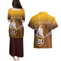 Personalized Tafuna High School Couples Matching Puletasi and Hawaiian Shirt Polynesian Warrior