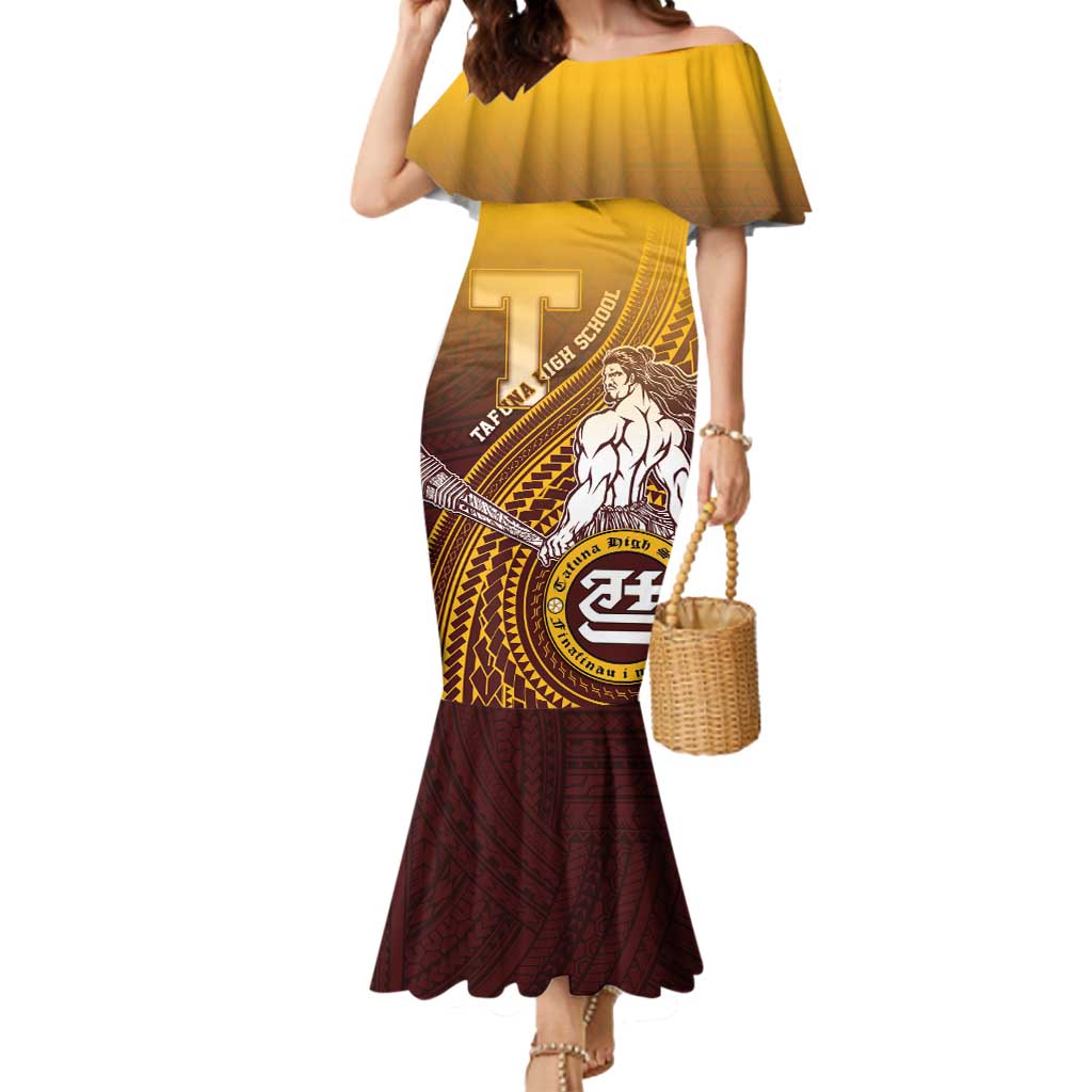 Personalized Tafuna High School Mermaid Dress Polynesian Warrior LT05 Women Maroon - Polynesian Pride