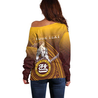 Personalized Tafuna High School Off Shoulder Sweater Polynesian Warrior