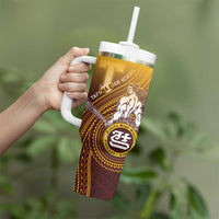 Personalized Tafuna High School Tumbler With Handle Polynesian Warrior