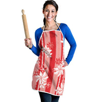 Hawaii Kakau Tribal Apron With Red Tiare