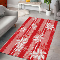 Hawaii Kakau Tribal Area Rug With Red Tiare