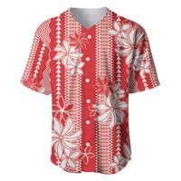 Hawaii Kakau Tribal Baseball Jersey With Red Tiare