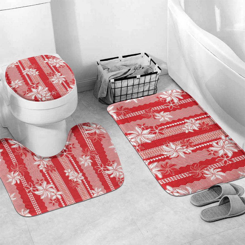 Hawaii Kakau Tribal Bathroom Set With Red Tiare