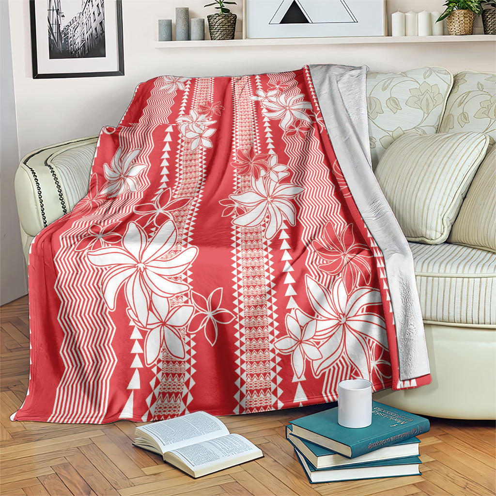 Hawaii Kakau Tribal Blanket With Red Tiare