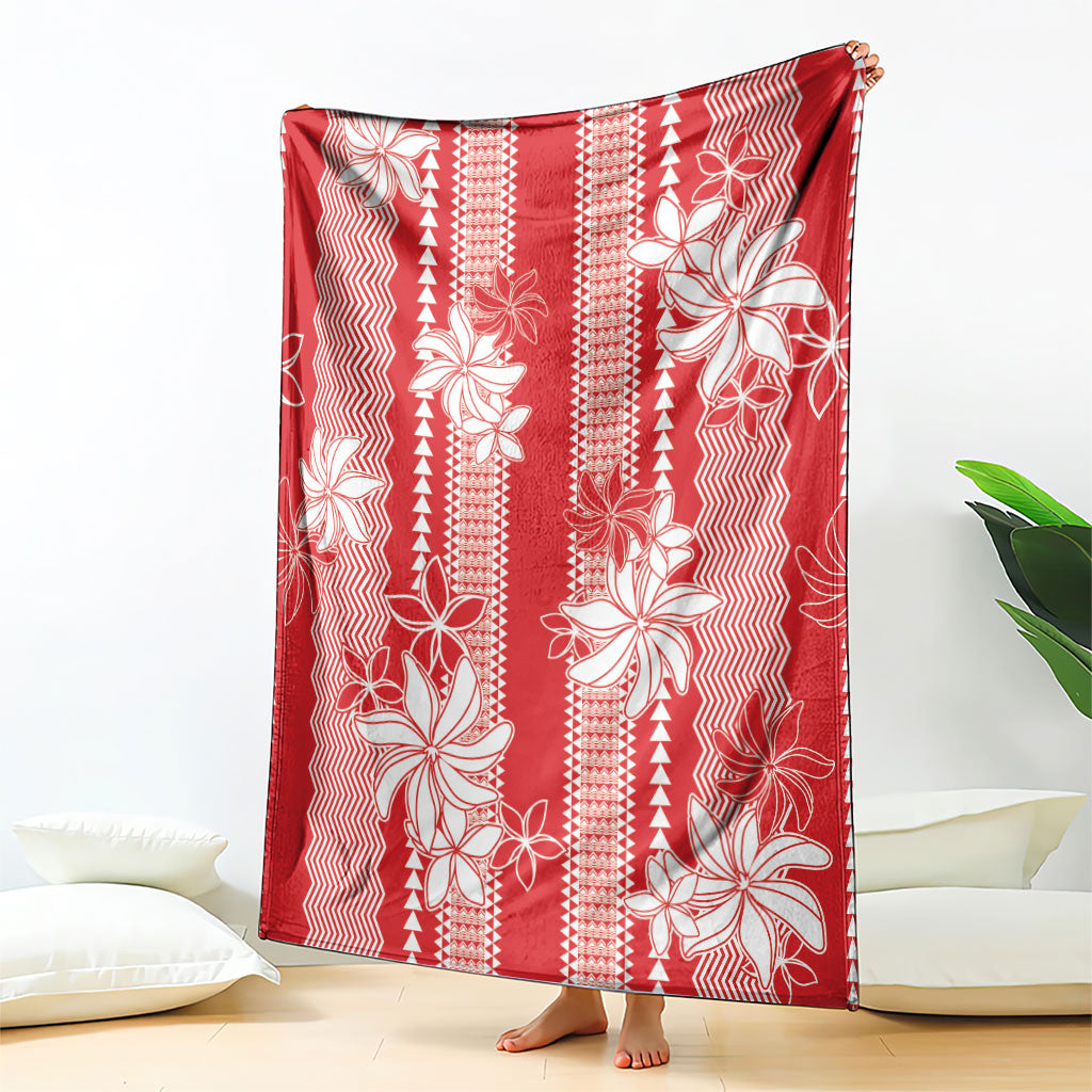 Hawaii Kakau Tribal Blanket With Red Tiare