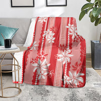 Hawaii Kakau Tribal Blanket With Red Tiare