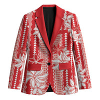 Hawaii Kakau Tribal Blazer With Red Tiare