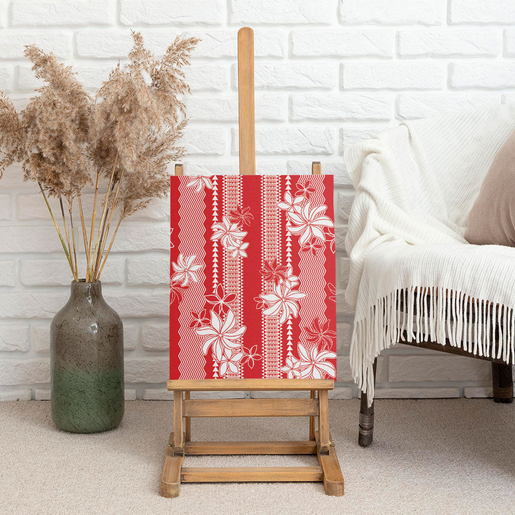 Hawaii Kakau Tribal Canvas Wall Art With Red Tiare