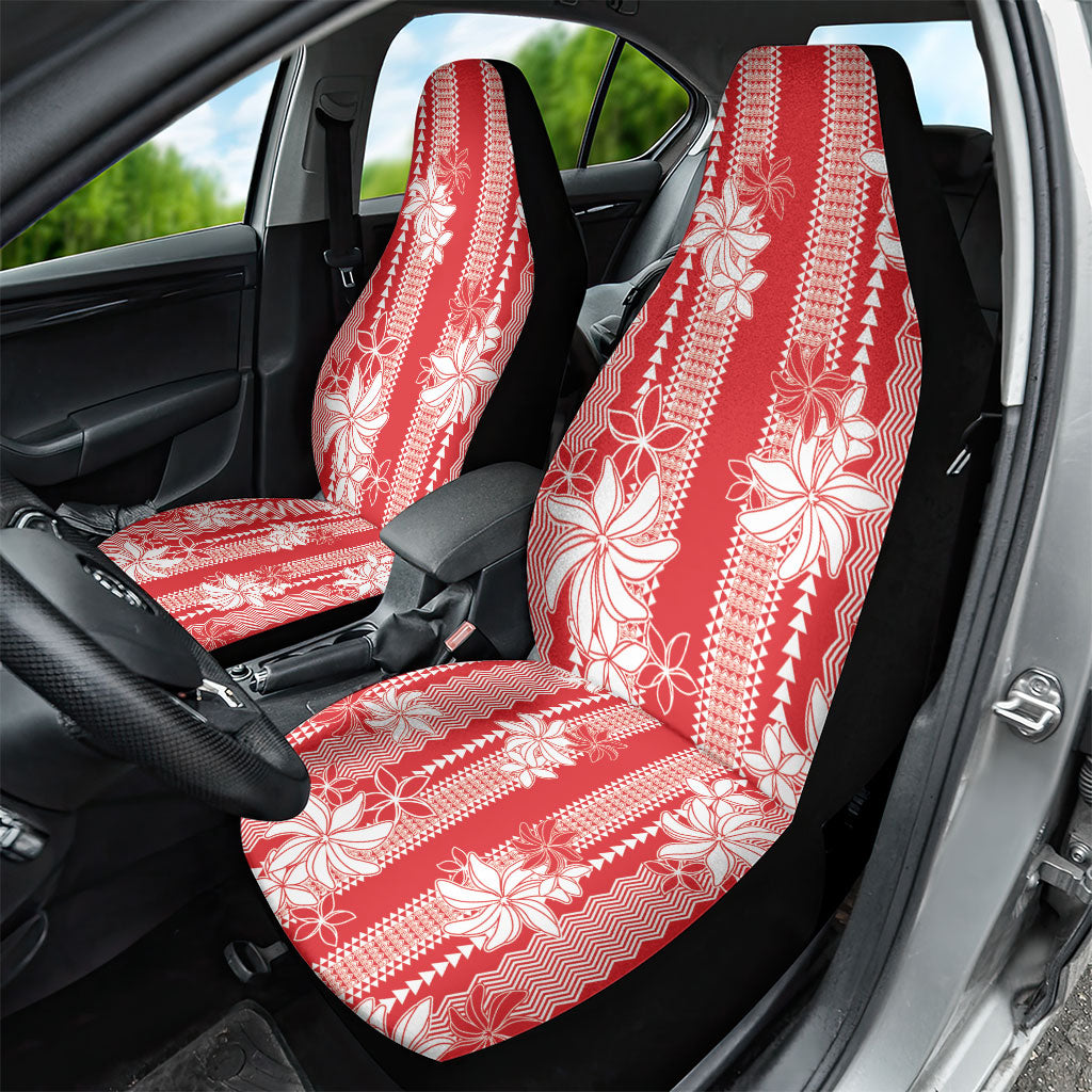 Hawaii Kakau Tribal Car Seat Cover With Red Tiare