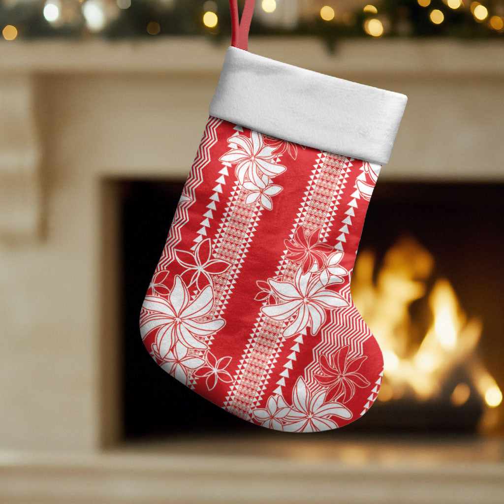 Hawaii Kakau Tribal Christmas Stocking With Red Tiare LT05 Set of 2 Red - Polynesian Pride