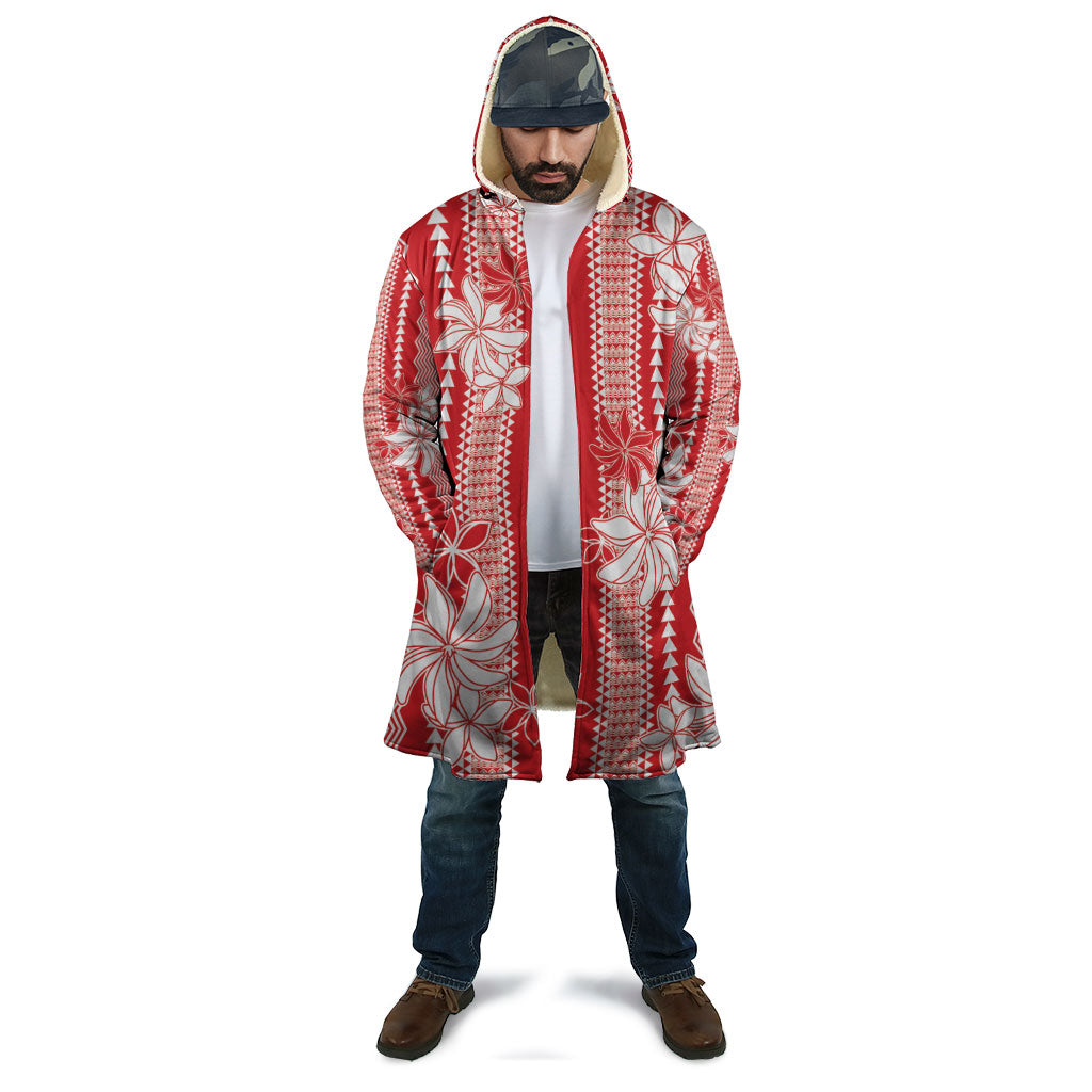 Hawaii Kakau Tribal Cloak With Red Tiare