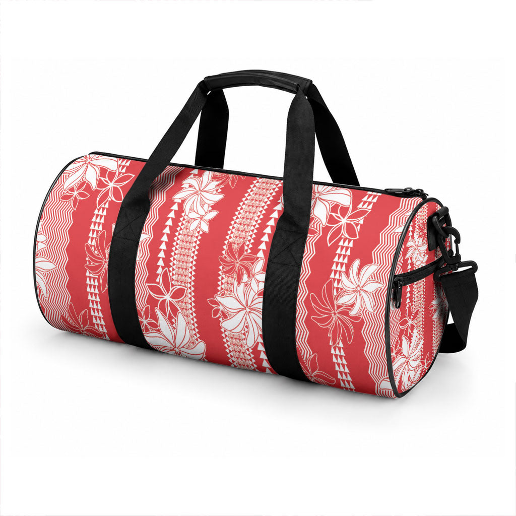 Hawaii Kakau Tribal Duffle Bag With Red Tiare LT05 - Polynesian Pride