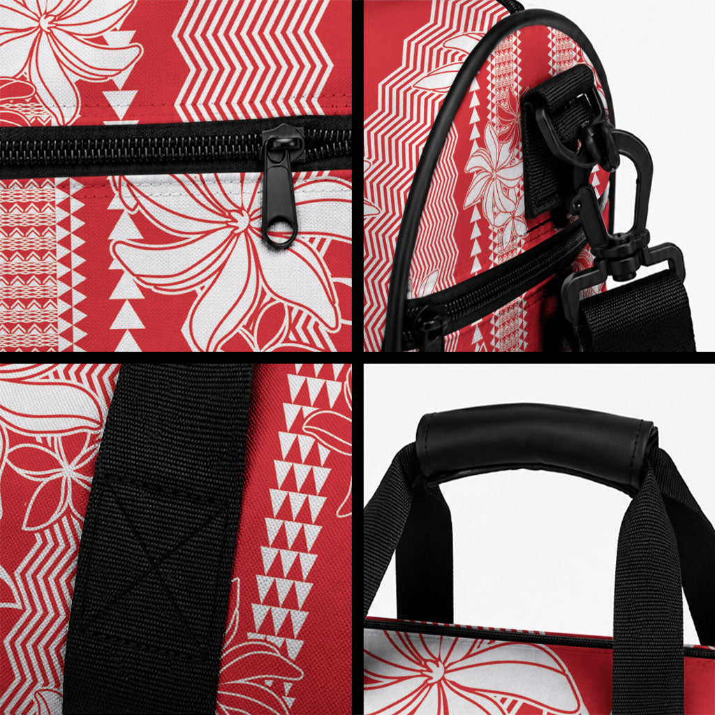 Hawaii Kakau Tribal Duffle Bag With Red Tiare LT05 - Polynesian Pride
