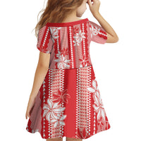 Hawaii Kakau Tribal Family Matching Mermaid Dress and Hawaiian Shirt With Red Tiare