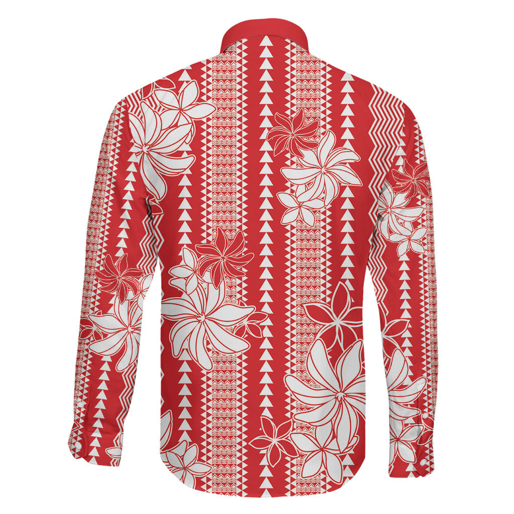 Hawaii Kakau Tribal Family Matching Puletasi and Hawaiian Shirt With Red Tiare