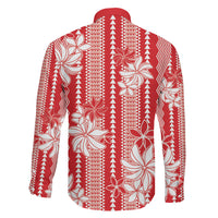 Hawaii Kakau Tribal Family Matching Puletasi and Hawaiian Shirt With Red Tiare