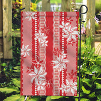 Hawaii Kakau Tribal Garden Flag With Red Tiare