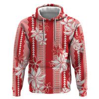 Hawaii Kakau Tribal Hoodie With Red Tiare