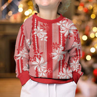 Hawaii Kakau Tribal Kid Ugly Christmas Sweater With Red Tiare LT05 - Polynesian Pride