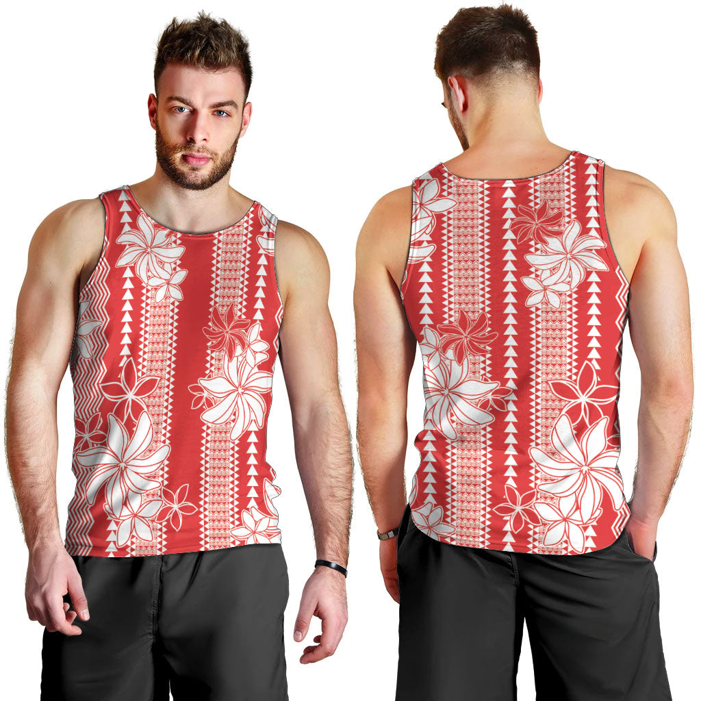 Hawaii Kakau Tribal Men Tank Top With Red Tiare