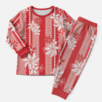 Hawaii Kakau Tribal Christmas Pajama Set With Red Tiare LT05 Men Red - Polynesian Pride