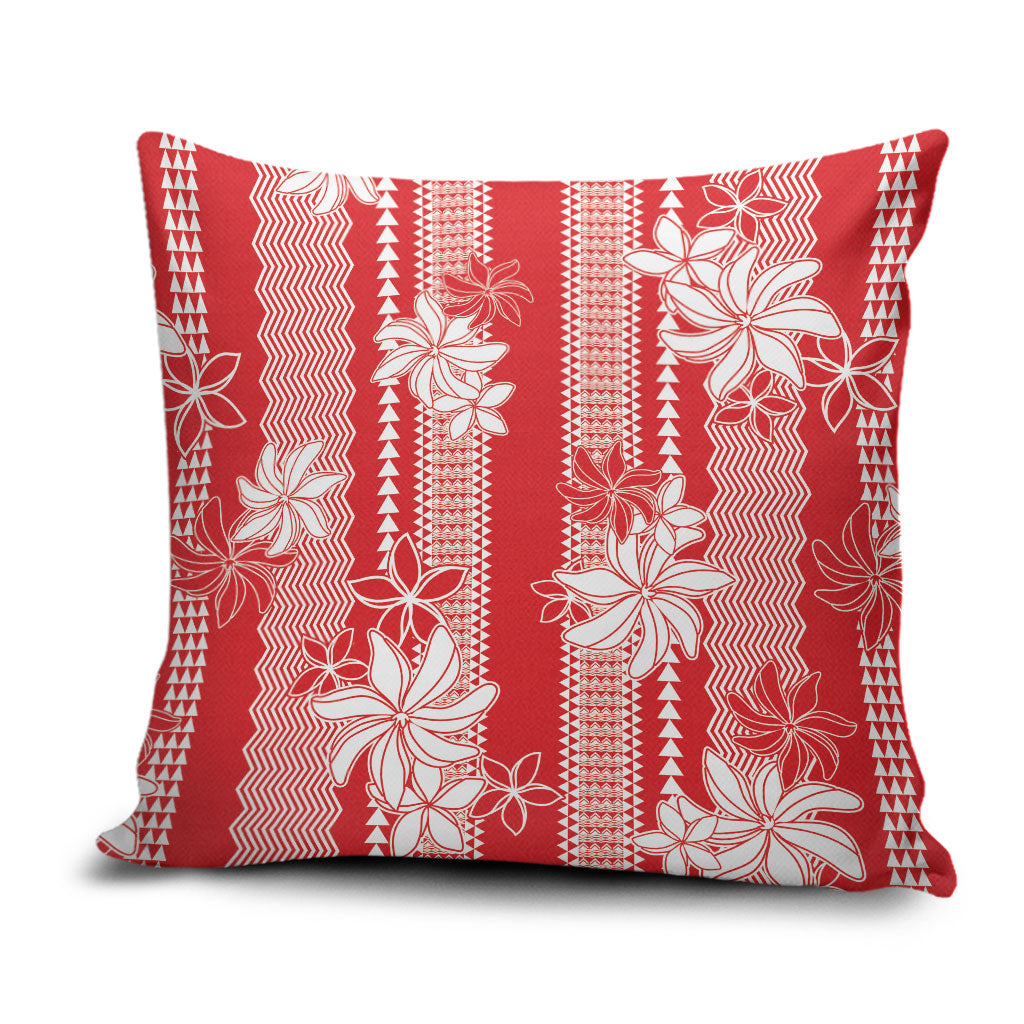 Hawaii Kakau Tribal Pillow Cover With Red Tiare