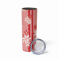 Hawaii Kakau Tribal Skinny Tumbler With Red Tiare